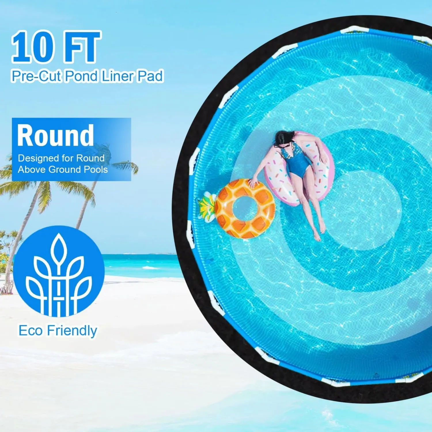 10 FT Pool Pad for Above Ground Pool, Pool Liner Pad Under Pool Mat for Above Ground Swimming Pools or Hot Tub Mat, Pool Ground Cloth Under Pool Padding Pool Ground Pad Above Ground Pool Pad