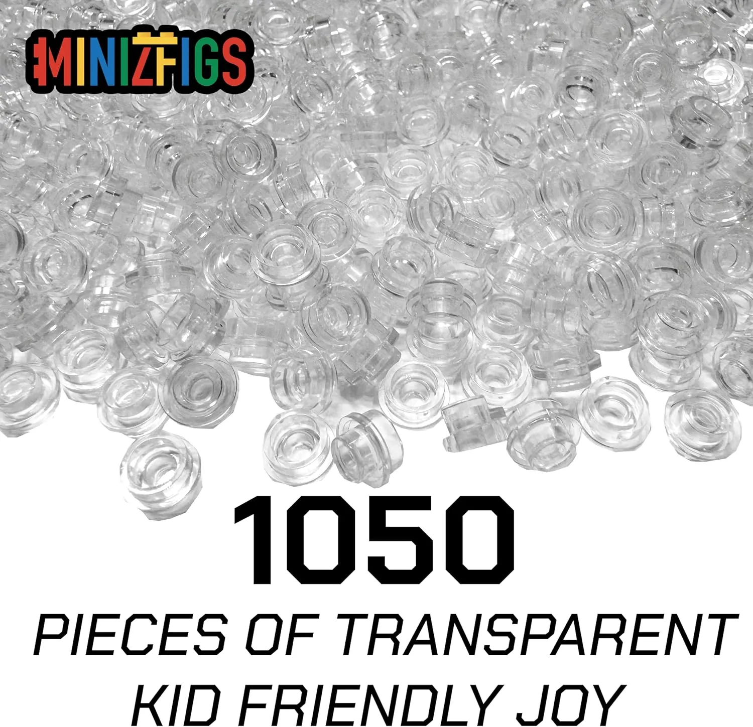 1050PCS Transparent-Clear 1x1 Round Plates Bulk Building Blocks Parts and Pieces Dots Pieces See-Through Circle Studs Flat Brick Plate Set 100% Compatible with Lego 4073