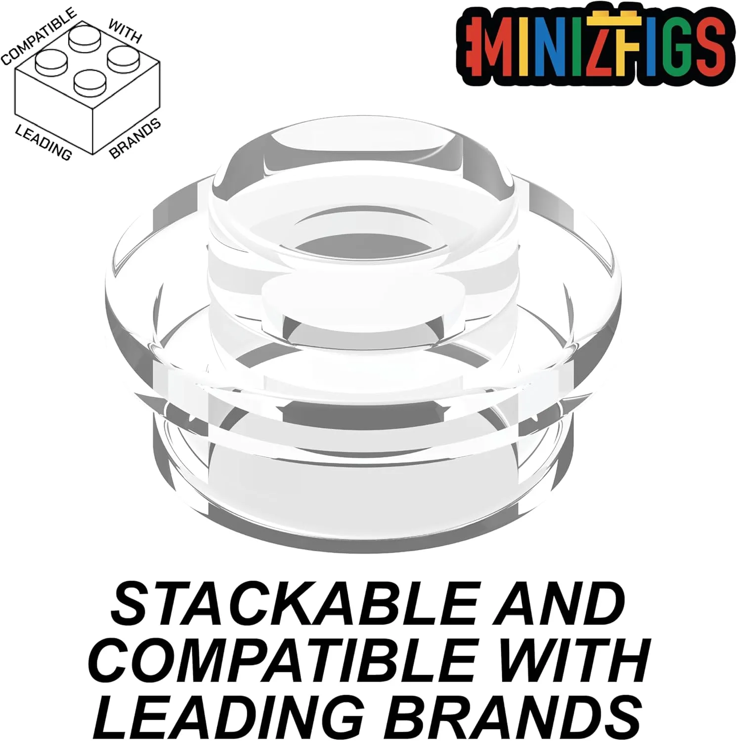 1050PCS Transparent-Clear 1x1 Round Plates Bulk Building Blocks Parts and Pieces Dots Pieces See-Through Circle Studs Flat Brick Plate Set 100% Compatible with Lego 4073