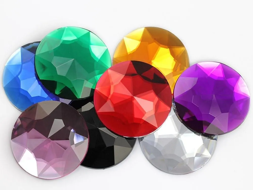 50mm Extra Large Flat Back Round Acrylic Rhinestones Plastic Circle Gems for Costume Making Cosplay Jewels Pro Grade Embelishments - 4 Pieces (Purple Violet H132)