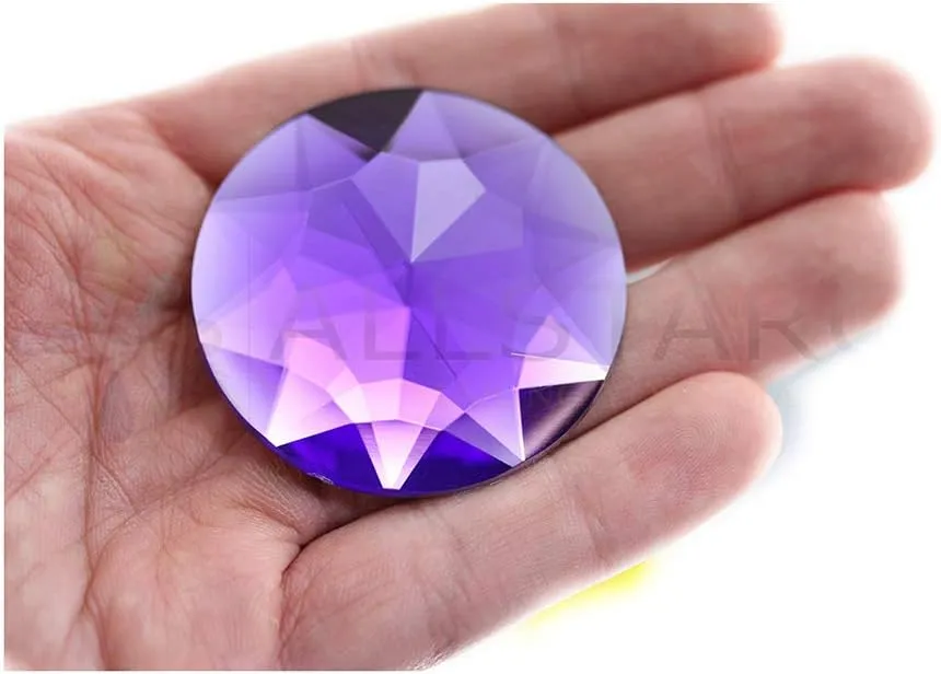 50mm Extra Large Flat Back Round Acrylic Rhinestones Plastic Circle Gems for Costume Making Cosplay Jewels Pro Grade Embelishments - 4 Pieces (Purple Violet H132)