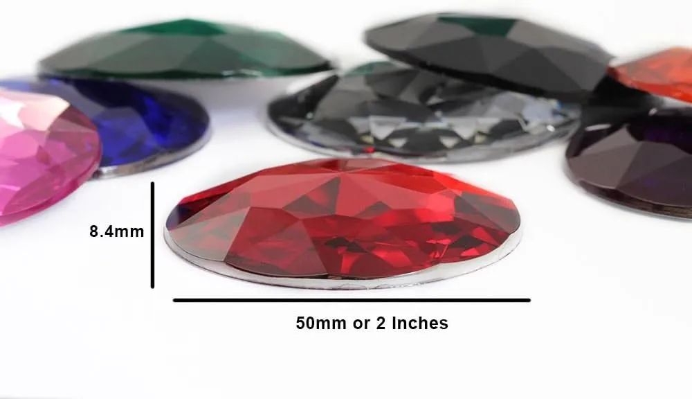 50mm Extra Large Flat Back Round Acrylic Rhinestones Plastic Circle Gems for Costume Making Cosplay Jewels Pro Grade Embelishments - 4 Pieces (Purple Violet H132)