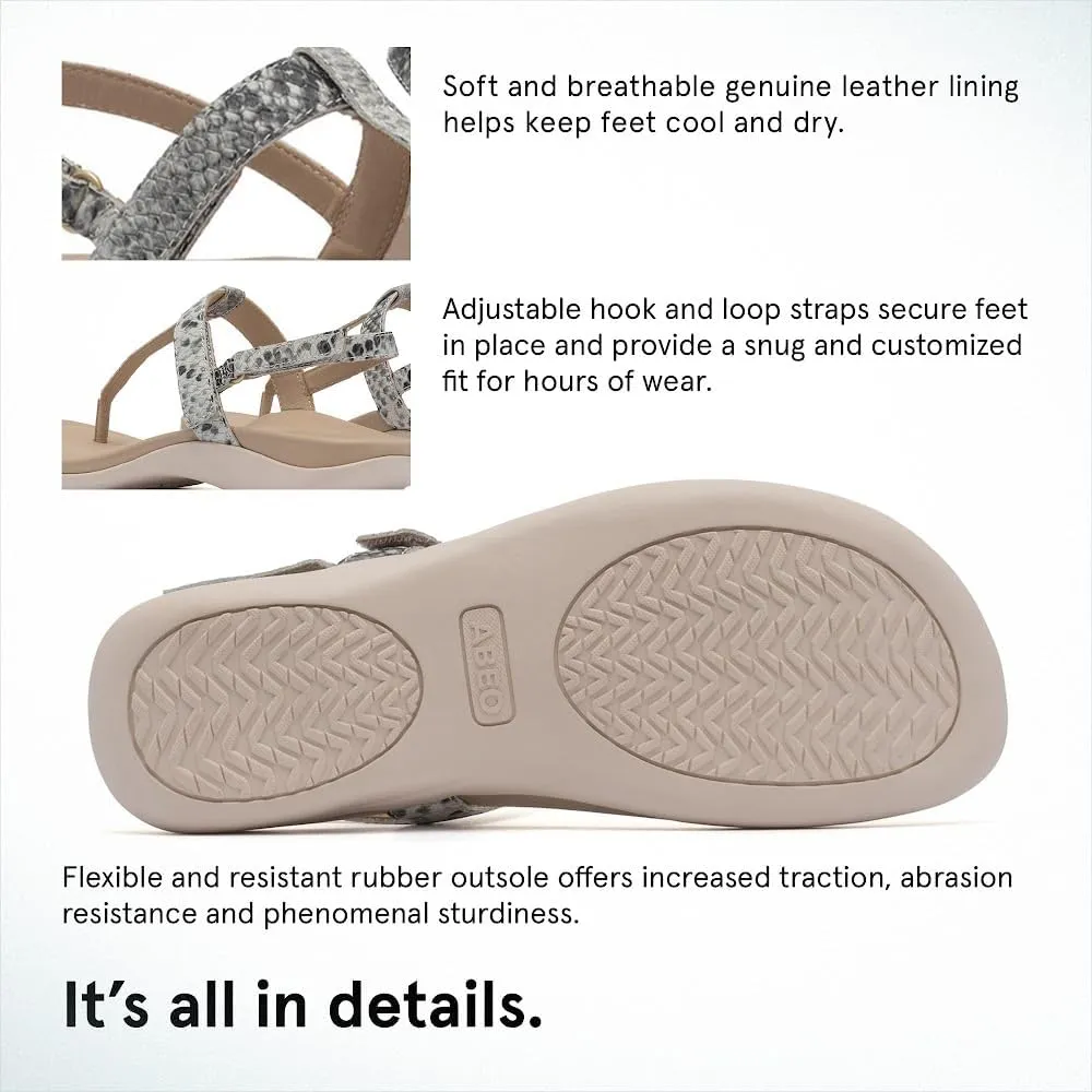 ABEO Oasis T-Strap Sandals For Women | Arch Support Sandals | Built-In Orthotic Insole | Plantar Fasciitis Pain Relief