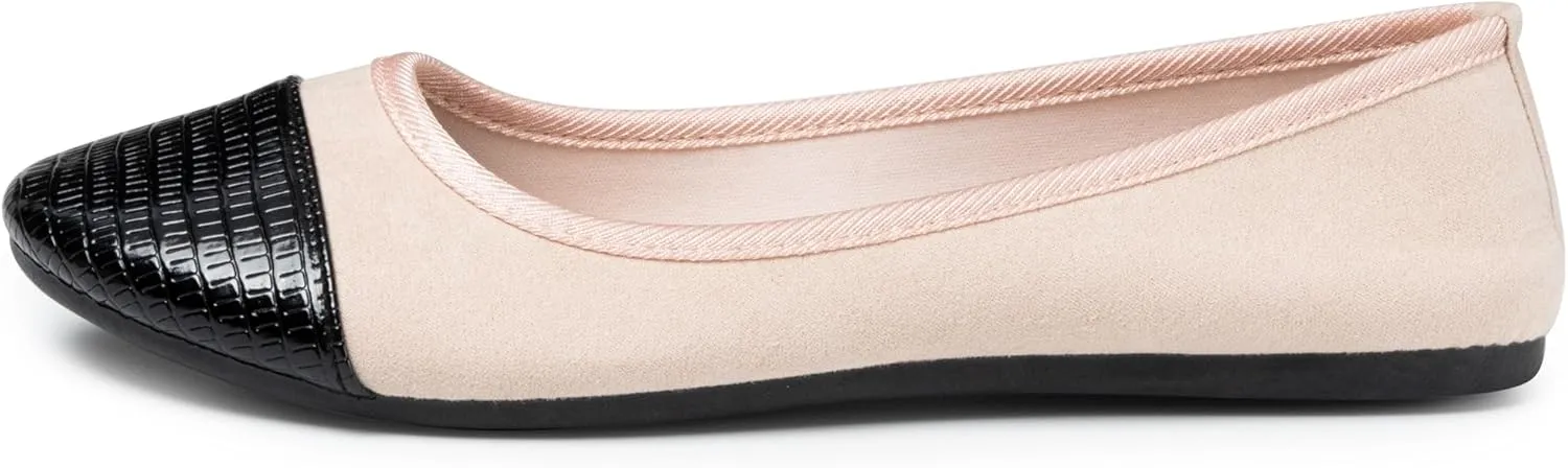 Alpine Swiss Kelly Cap Toe Ballet Flats Two Tone Comfortable Slip On Flat Shoes