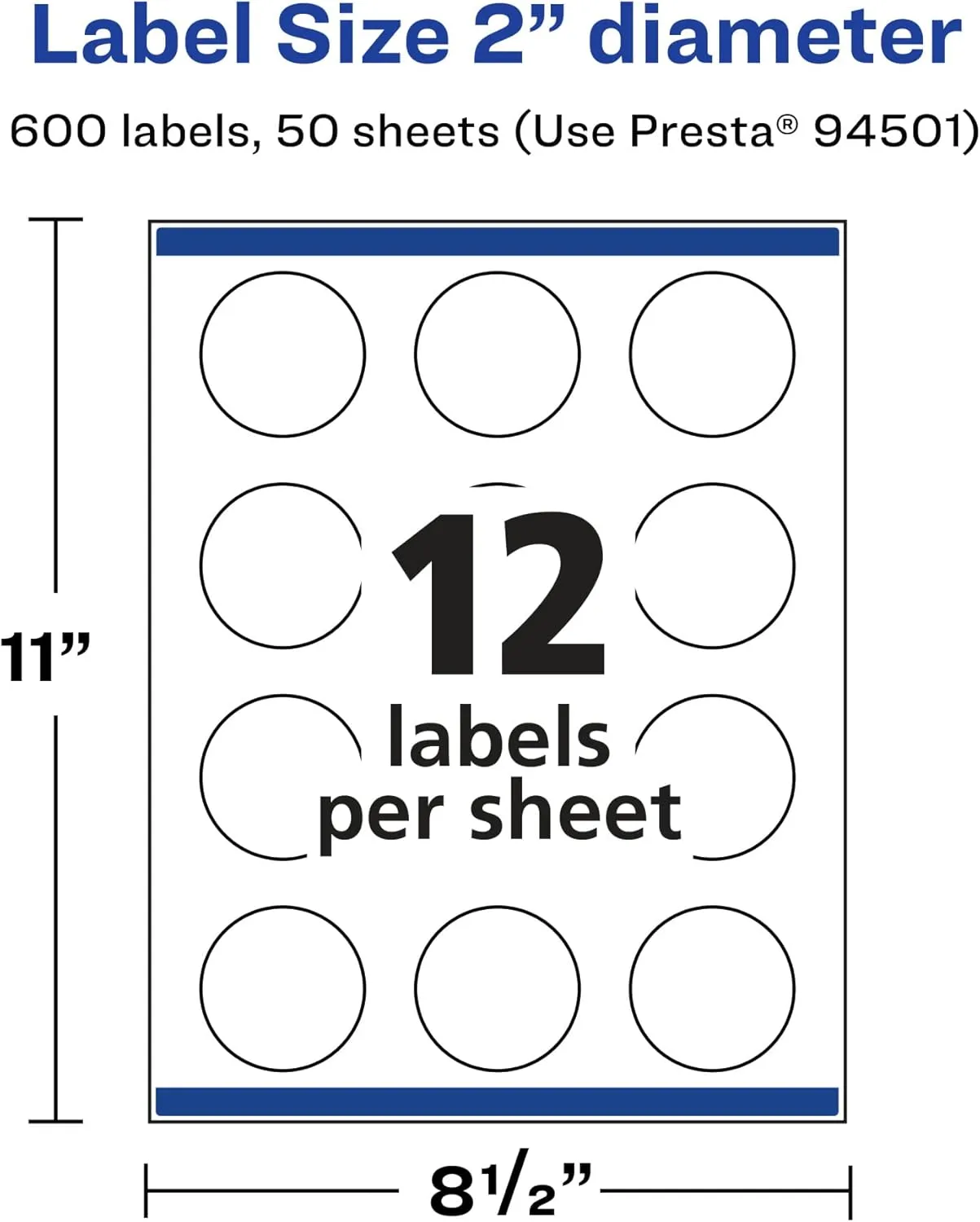 Avery Durable Waterproof Round Labels, Sure Feed Technology, 2" Diameter, 600 Total, Oil and Tear-Resistant Waterproof Labels, Print-to-The-Edge, Laser/Pigment-Based Inkjet Printable