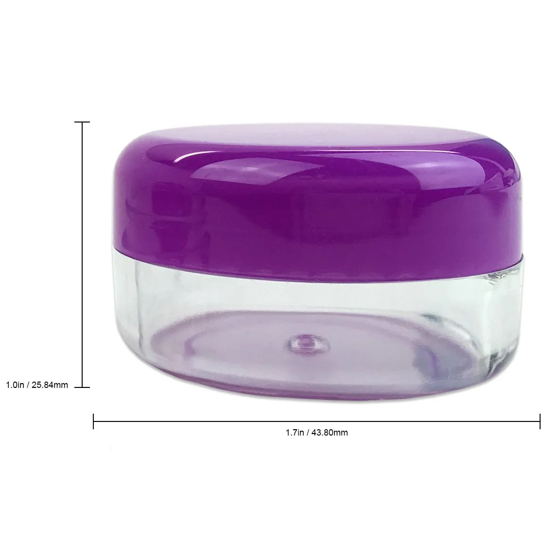 Beauticom 15 gram/15ml Empty Clear Small Round Travel Container Jars with Lids for Make Up Powders, Eyeshadow Pigments, Lotions, Creams, Lip Balm, Lip Gloss, Samples (60 Pieces, Purple Lid)
