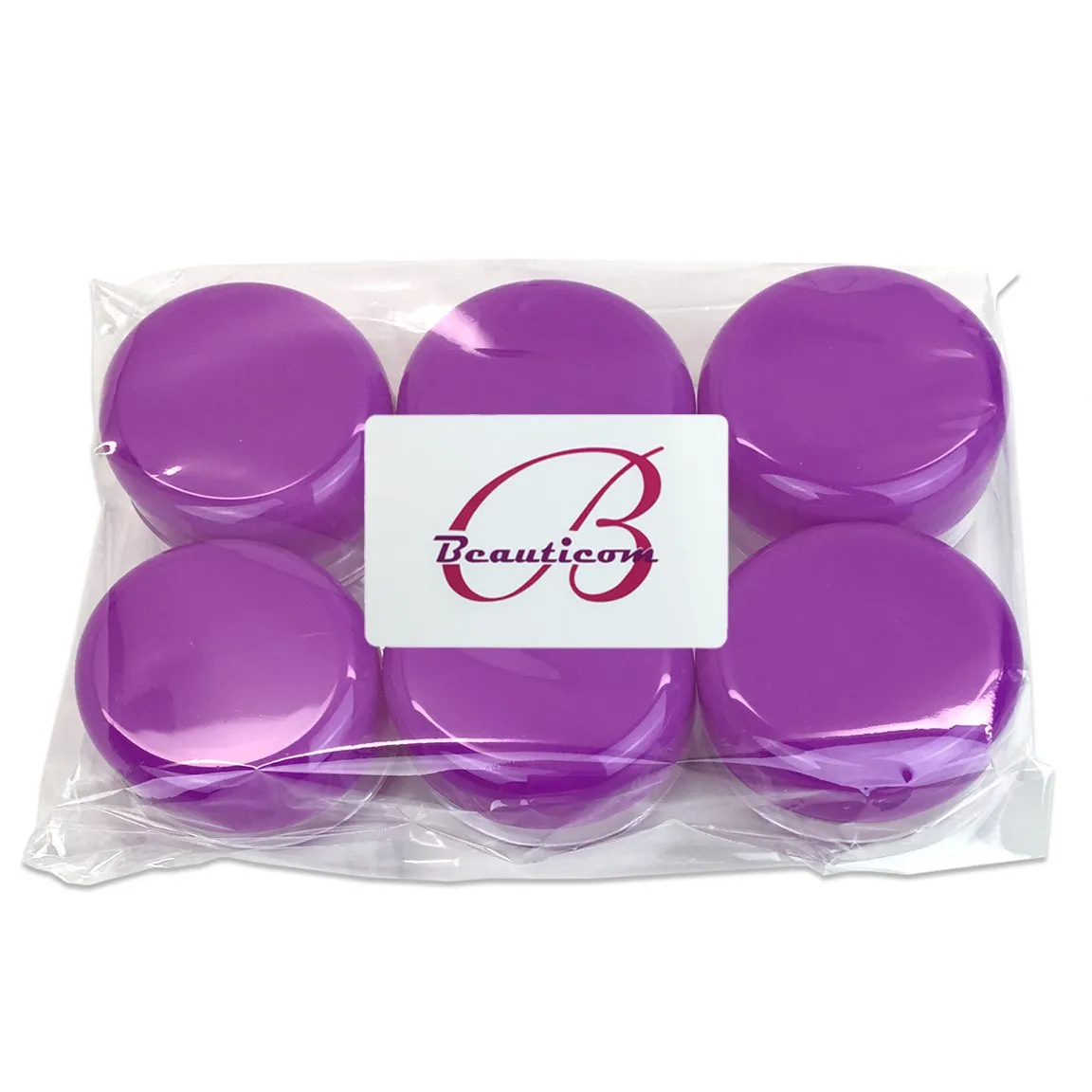 Beauticom 15 gram/15ml Empty Clear Small Round Travel Container Jars with Lids for Make Up Powders, Eyeshadow Pigments, Lotions, Creams, Lip Balm, Lip Gloss, Samples (60 Pieces, Purple Lid)