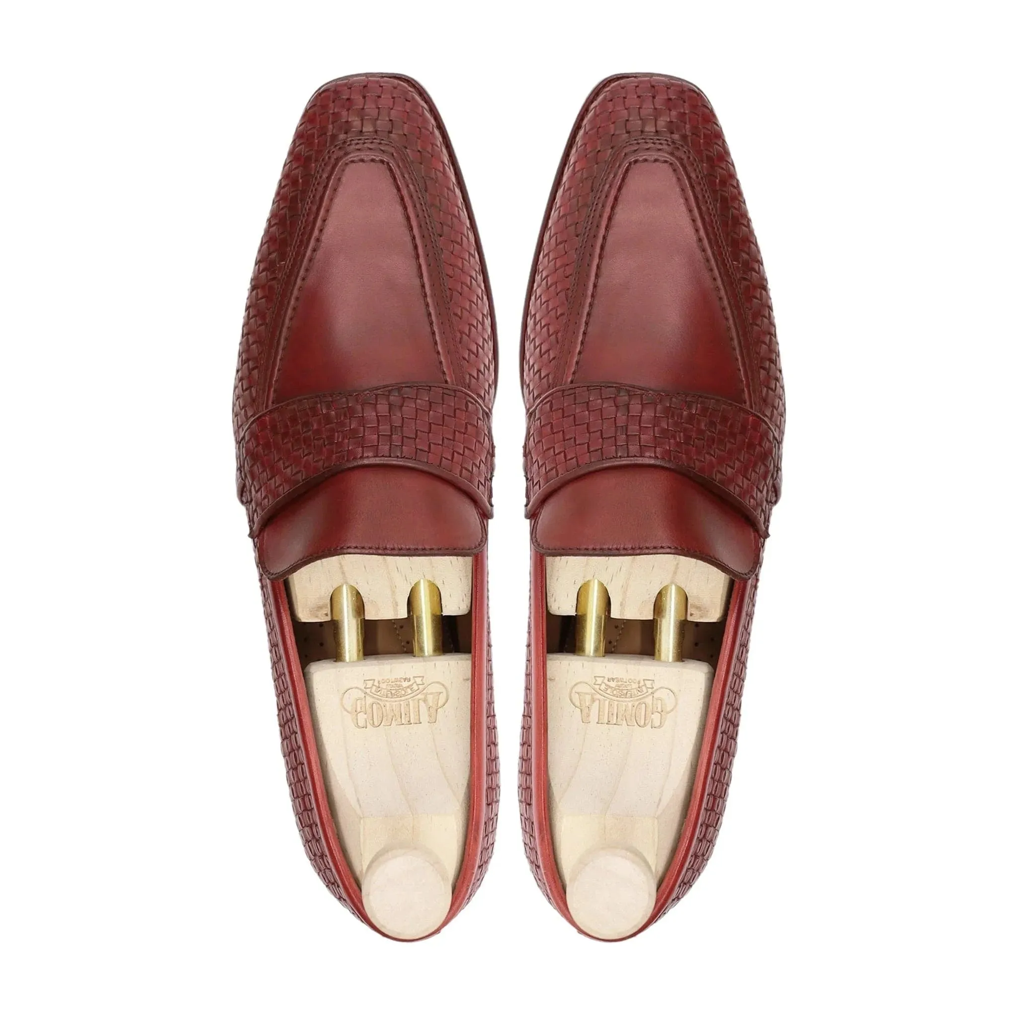 Bespoke Men's Suede Leather Red Brown Loafer