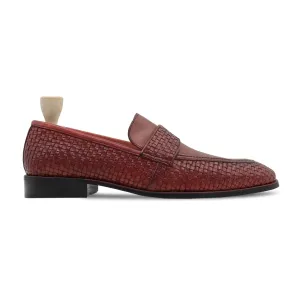 Bespoke Men's Suede Leather Red Brown Loafer