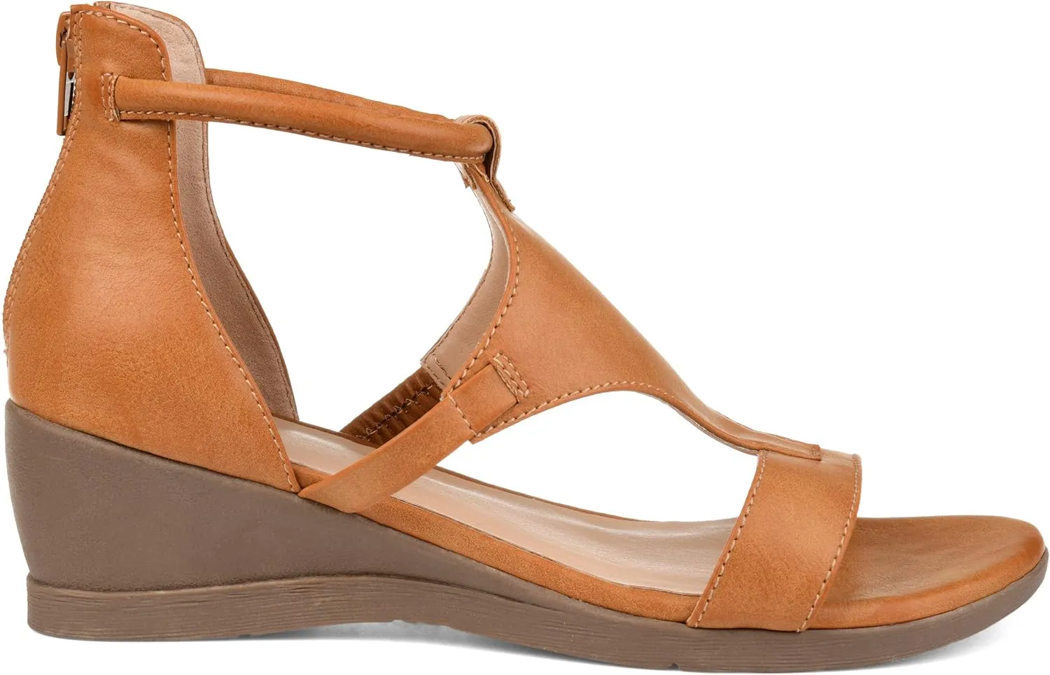 Brinley Co. Womens Caged Sandal Wedge Tan, 12 Regular US
