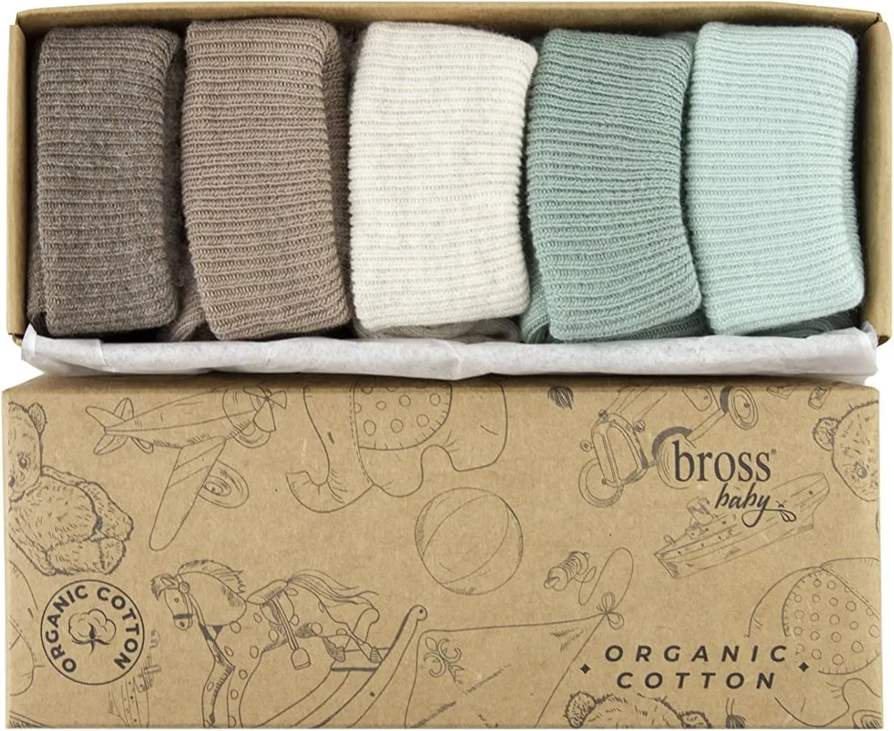 BROSS Unisex Baby Socks&Organic Cotton Baby Socks&Baby Girl Socks&Baby Boys Socks 5 pair socks& Newborn&Infant&Toddler