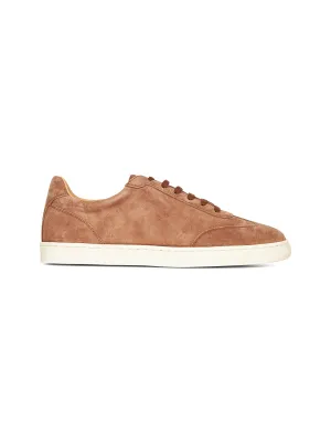 Brown washed suede sneakers