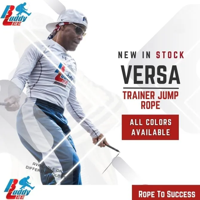 Buddy Lee New Versa Trainer Jump Rope – Adjustable Speed Rope for Fitness, Cardio & Training – Patented Swivel-Bearing Technology for Smooth Rotation – Lightweight, Durable & Ergonomic Handles