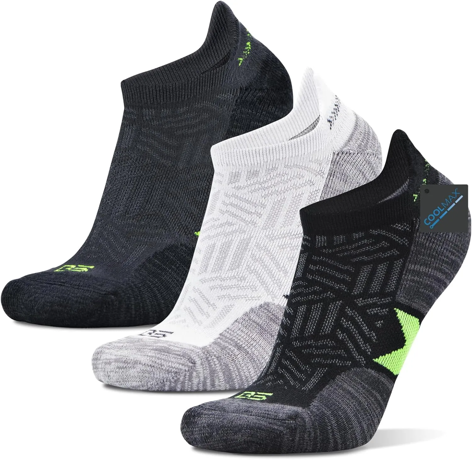 Busy Socks Men's Athletic Ankle Coolmax Running Socks Women's Cushioned Anti Blister Moisture Wicking Low Cut Socks 3 Pack