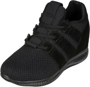 CALTO Men's Invisible Height Increasing Elevator Shoes - Black Mesh Super Lightweight Lace-up Sporty Trainer Sneakers - 3 Inches Taller - H1901 - Size 7 D(M) US
