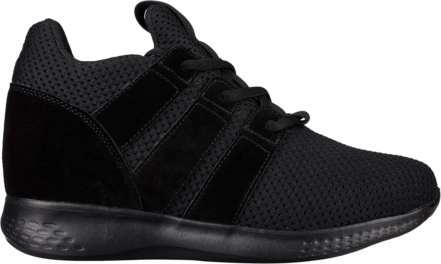 CALTO Men's Invisible Height Increasing Elevator Shoes - Black Mesh Super Lightweight Lace-up Sporty Trainer Sneakers - 3 Inches Taller - H1901 - Size 7 D(M) US