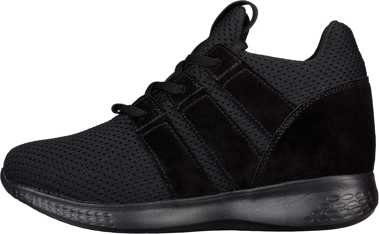 CALTO Men's Invisible Height Increasing Elevator Shoes - Black Mesh Super Lightweight Lace-up Sporty Trainer Sneakers - 3 Inches Taller - H1901 - Size 7 D(M) US