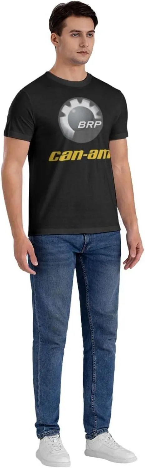 Can and am Casual Short Sleeved Men's Pure Cotton Round Neck T-Shirt Black