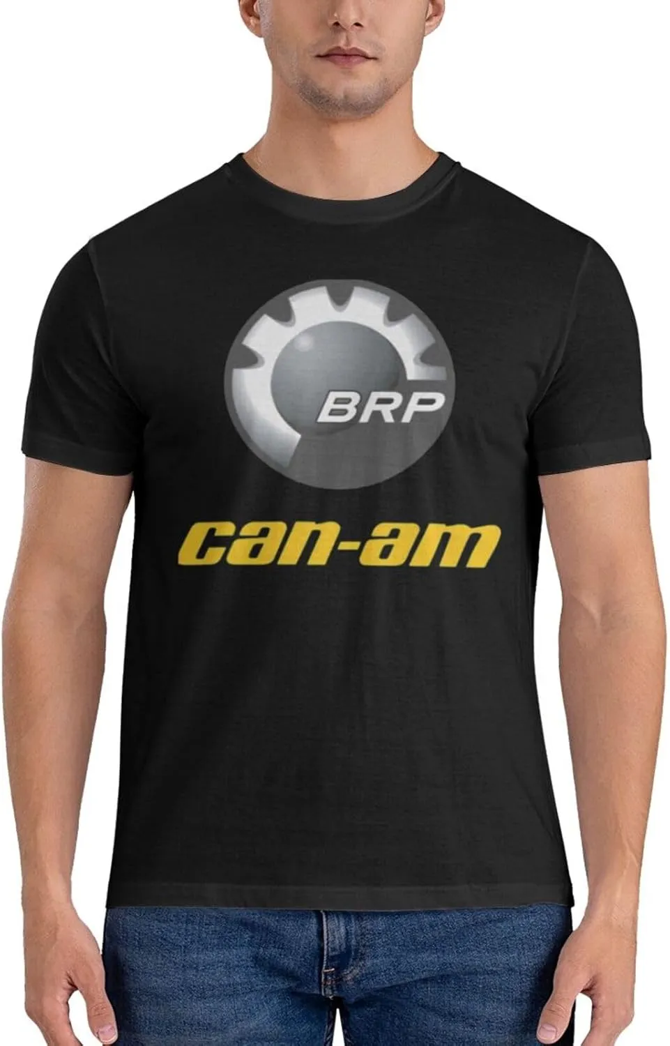 Can and am Casual Short Sleeved Men's Pure Cotton Round Neck T-Shirt Black