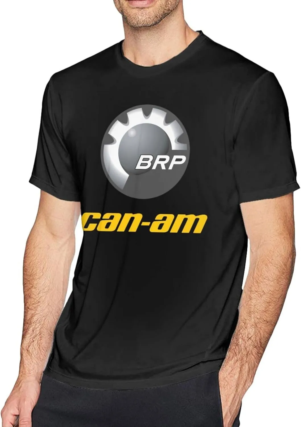 Can and am Casual Short Sleeved Men's Pure Cotton Round Neck T-Shirt Black
