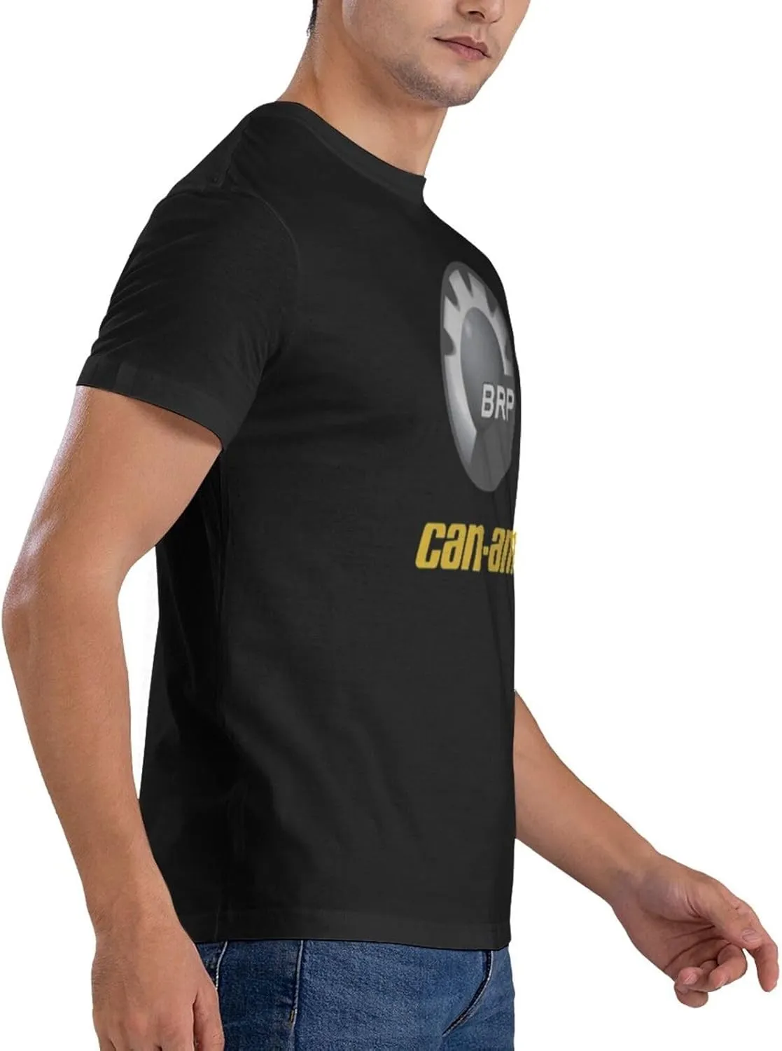 Can and am Casual Short Sleeved Men's Pure Cotton Round Neck T-Shirt Black