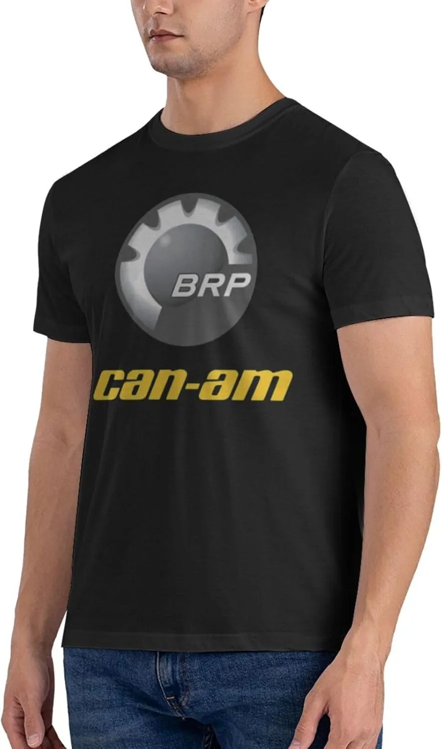 Can and am Casual Short Sleeved Men's Pure Cotton Round Neck T-Shirt Black