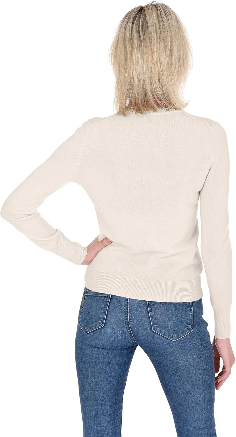 Cashmeren Women’s Basic Crewneck Sweater 100% Pure Cashmere Long Sleeve Round Neck Pullover