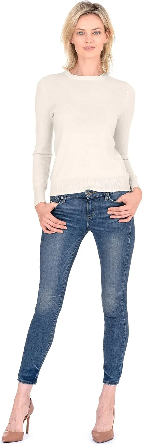 Cashmeren Women’s Basic Crewneck Sweater 100% Pure Cashmere Long Sleeve Round Neck Pullover