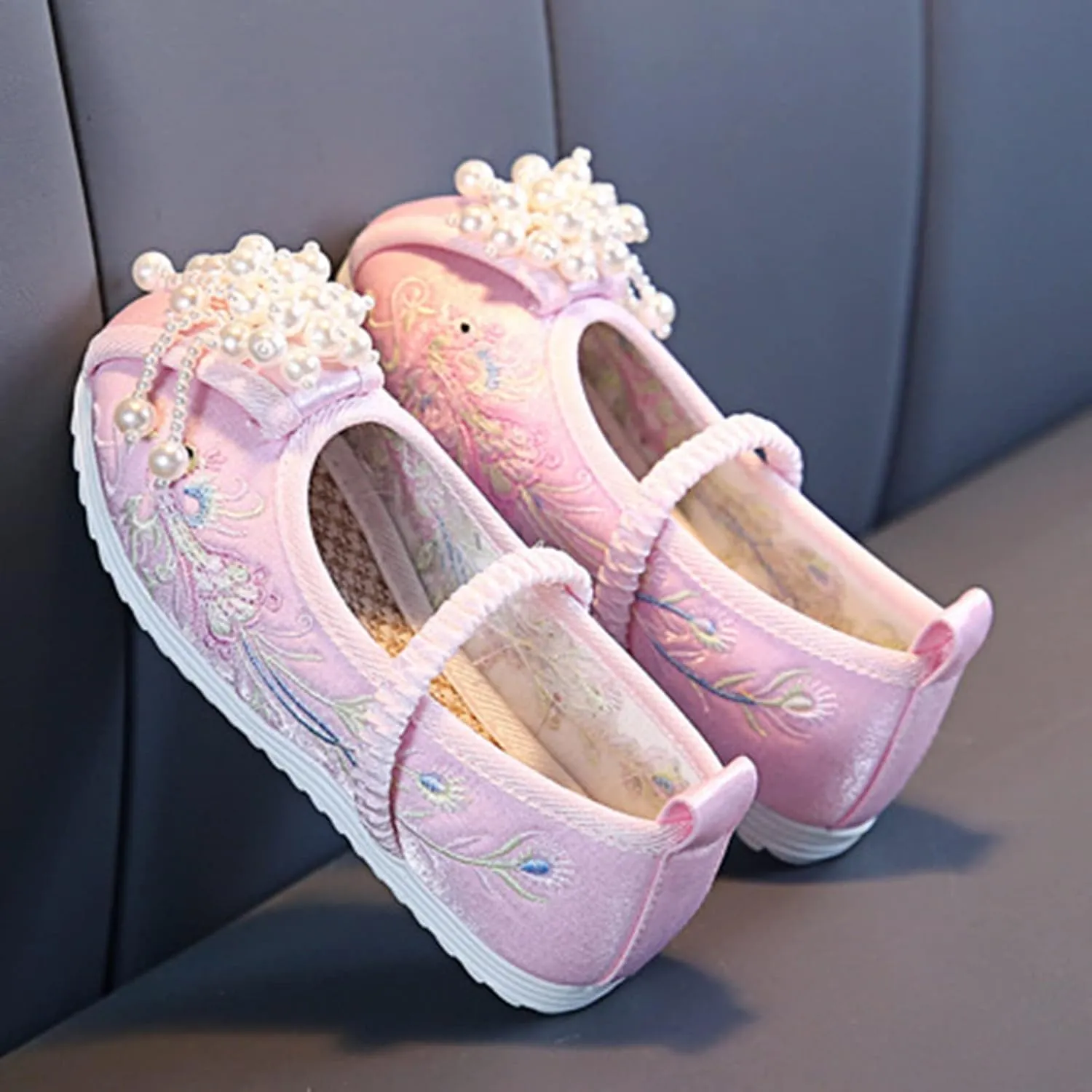 Chinese Traditional Embroidered Costume Shoes Girls Ancient Round Toe Floral Flat𝘀 Fairy Cheongsam Dress Up Shoes