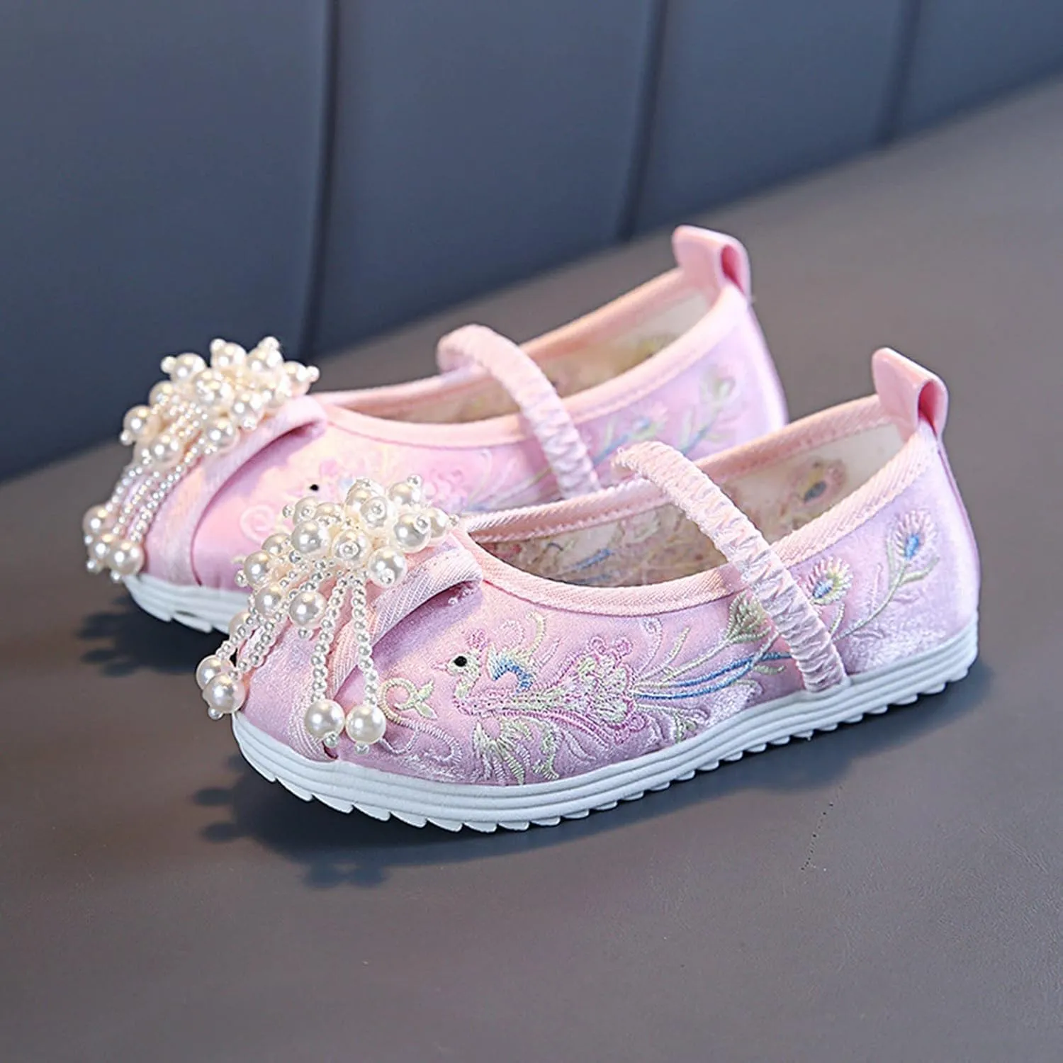Chinese Traditional Embroidered Costume Shoes Girls Ancient Round Toe Floral Flat𝘀 Fairy Cheongsam Dress Up Shoes