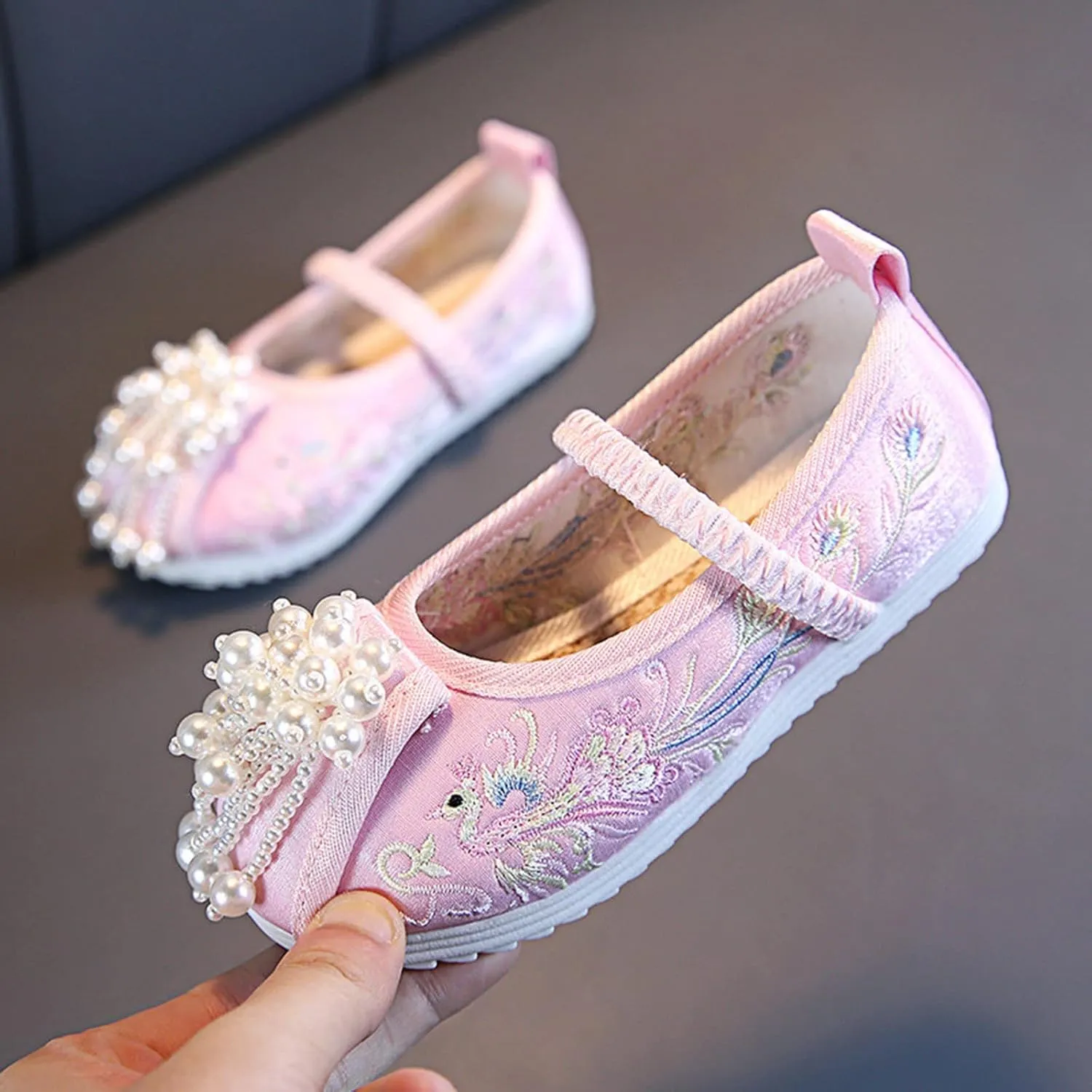 Chinese Traditional Embroidered Costume Shoes Girls Ancient Round Toe Floral Flat𝘀 Fairy Cheongsam Dress Up Shoes