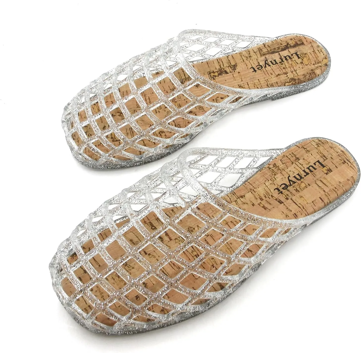 Clear Jelly Mesh Slides for Women Jelly Flats Sandals Summer Slippers