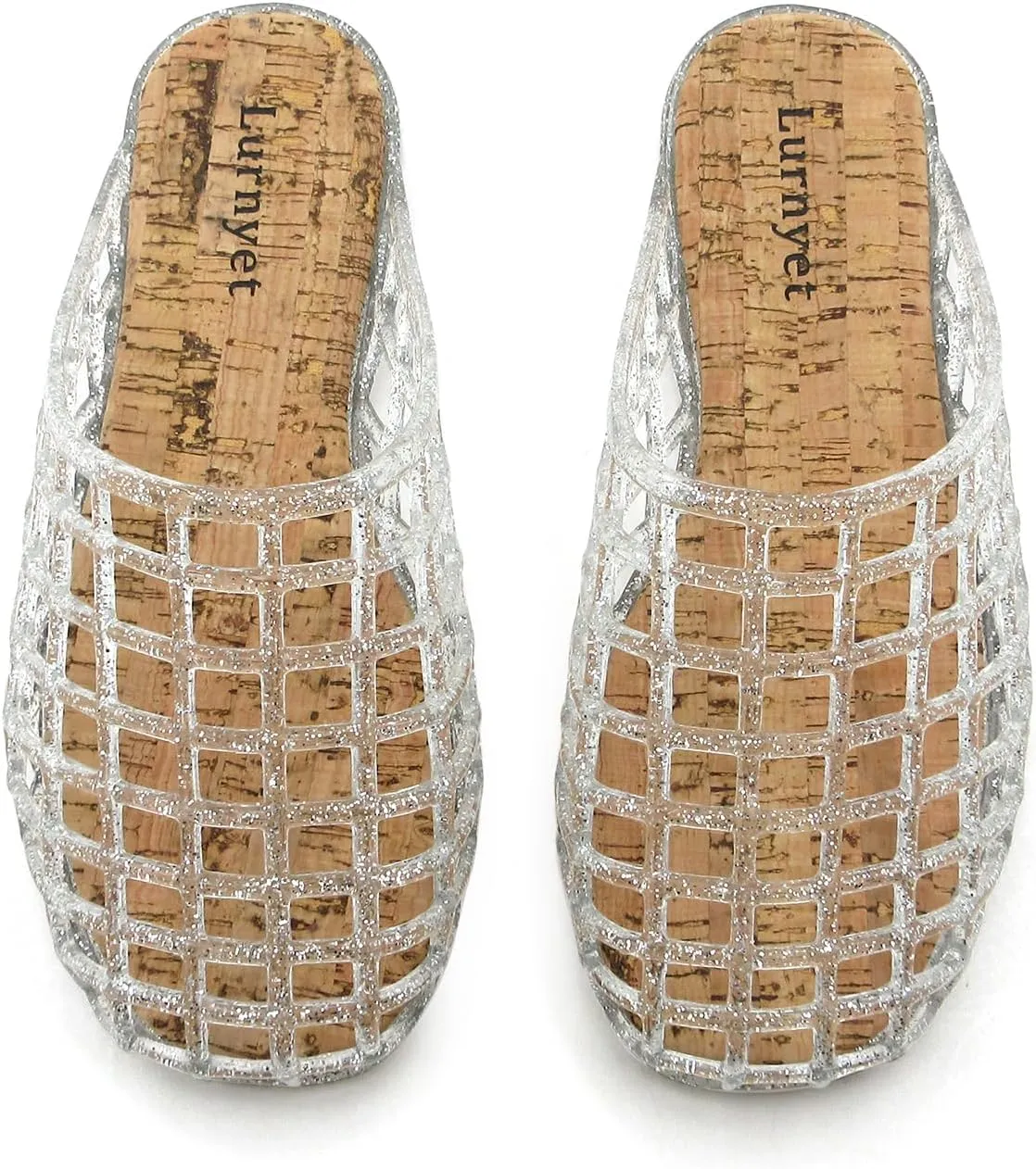 Clear Jelly Mesh Slides for Women Jelly Flats Sandals Summer Slippers