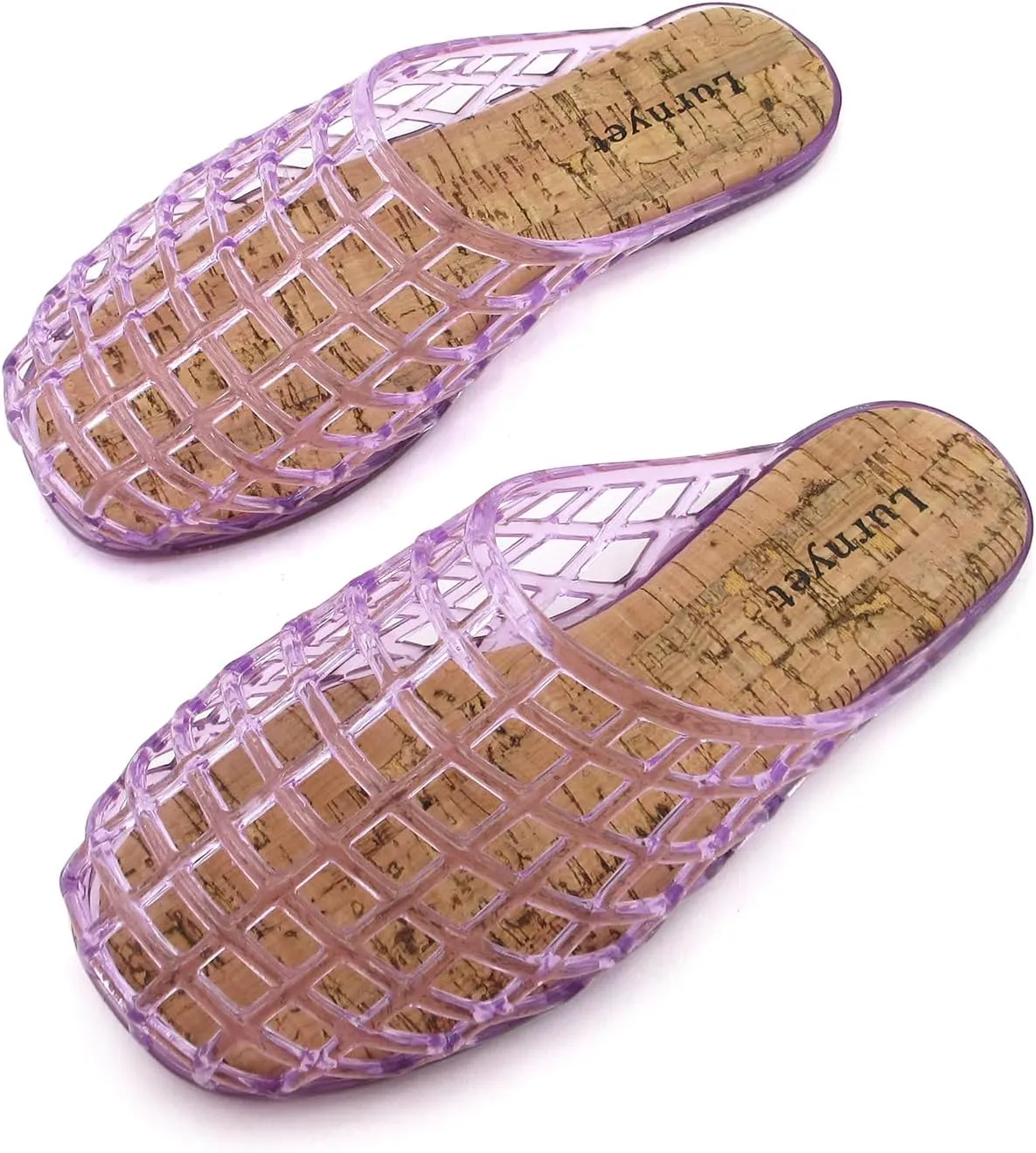 Clear Jelly Mesh Slides for Women Jelly Flats Sandals Summer Slippers