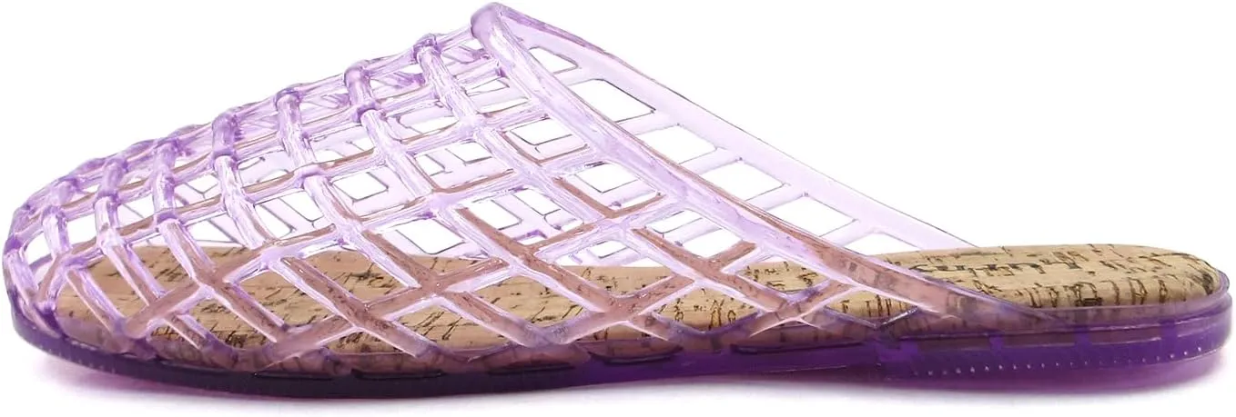 Clear Jelly Mesh Slides for Women Jelly Flats Sandals Summer Slippers