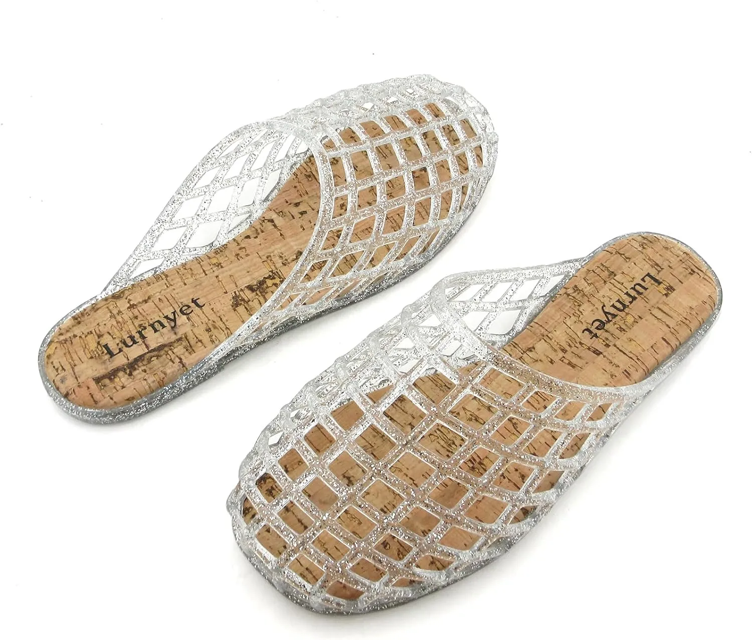 Clear Jelly Mesh Slides for Women Jelly Flats Sandals Summer Slippers