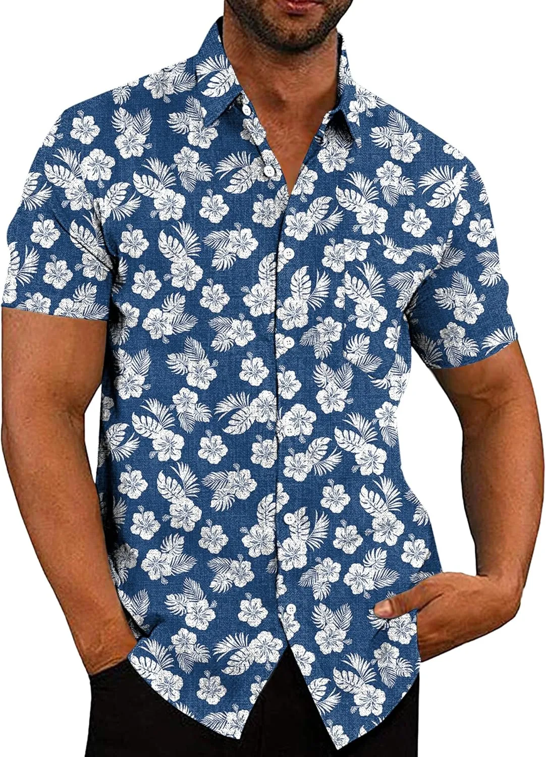 COOFANDY Men's Casual Button Down Shirts Short Sleeve Linen Shirts Summer Beach Dress Shirt