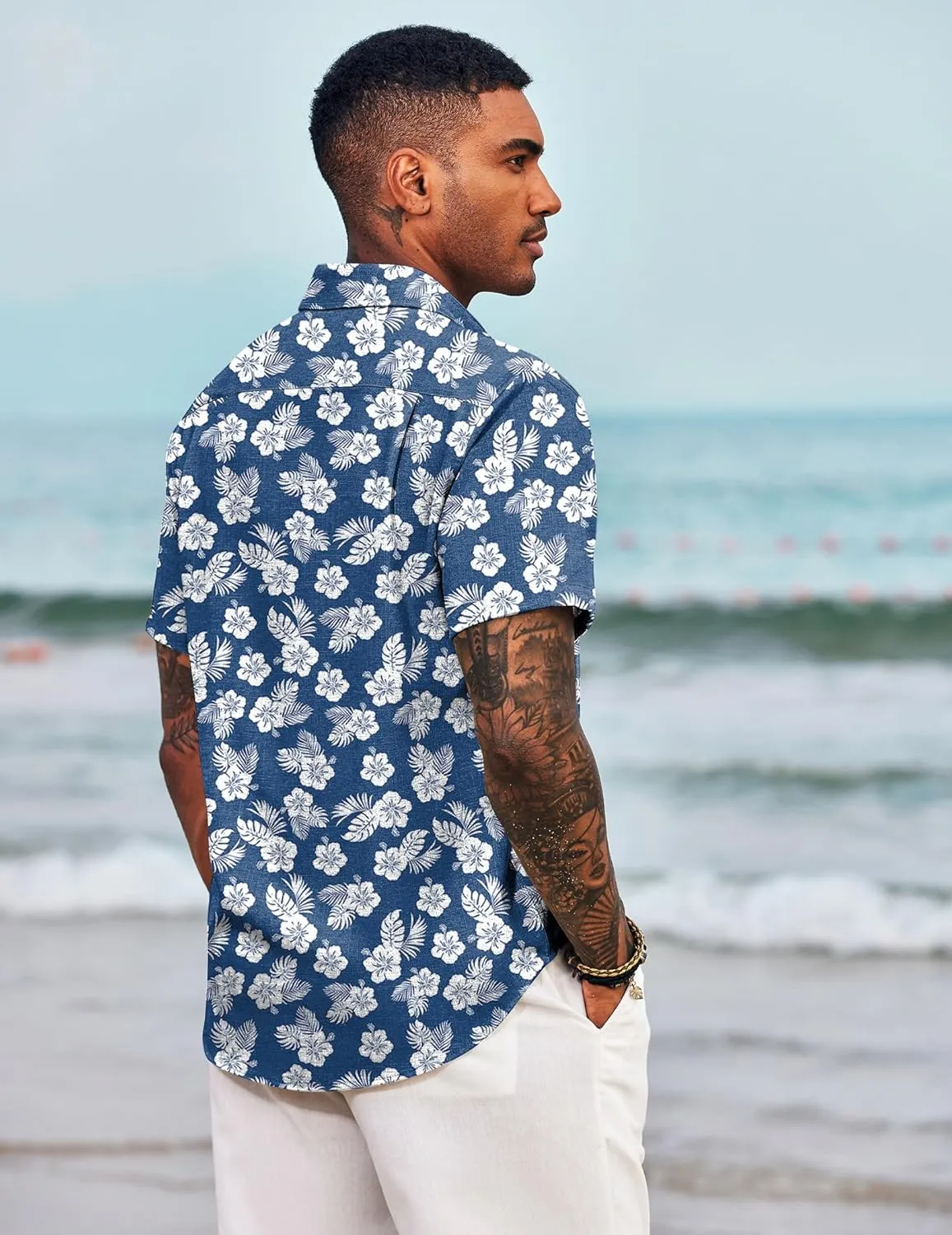 COOFANDY Men's Casual Button Down Shirts Short Sleeve Linen Shirts Summer Beach Dress Shirt