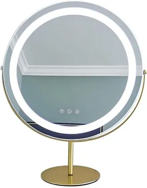 Cosmetic Mirror Round Desktop LED Makeup Mirror with Light, Smart Induction Touch Makeup Light Mirror, Rotatable Makeup Mirror Make Up Mirrors, 30cm Rechargeable Model