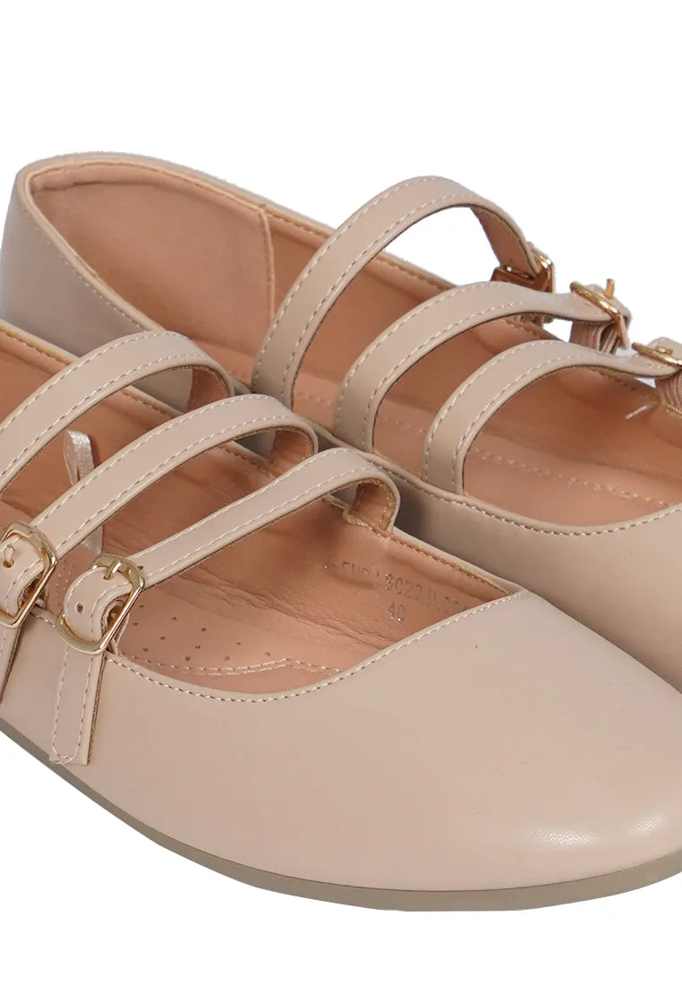 Cream Flat Shoes