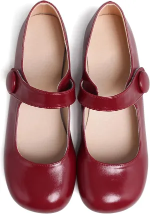 Dear Time Women's Round Toe Mary Jane Strap Flat Shoes, Cute Lolita Uniform Shoes, Soft Cushion Ballet Flats for Women