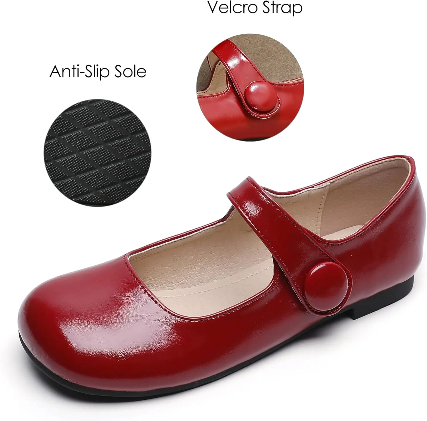 Dear Time Women's Round Toe Mary Jane Strap Flat Shoes, Cute Lolita Uniform Shoes, Soft Cushion Ballet Flats for Women