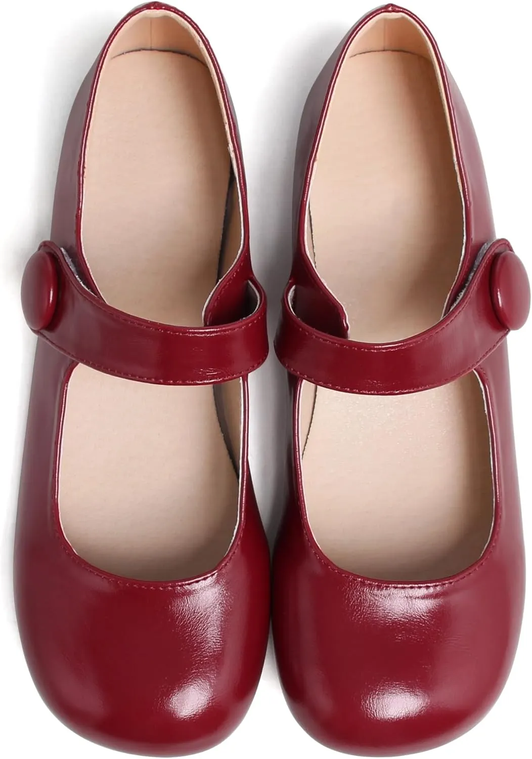 Dear Time Women's Round Toe Mary Jane Strap Flat Shoes, Cute Lolita Uniform Shoes, Soft Cushion Ballet Flats for Women