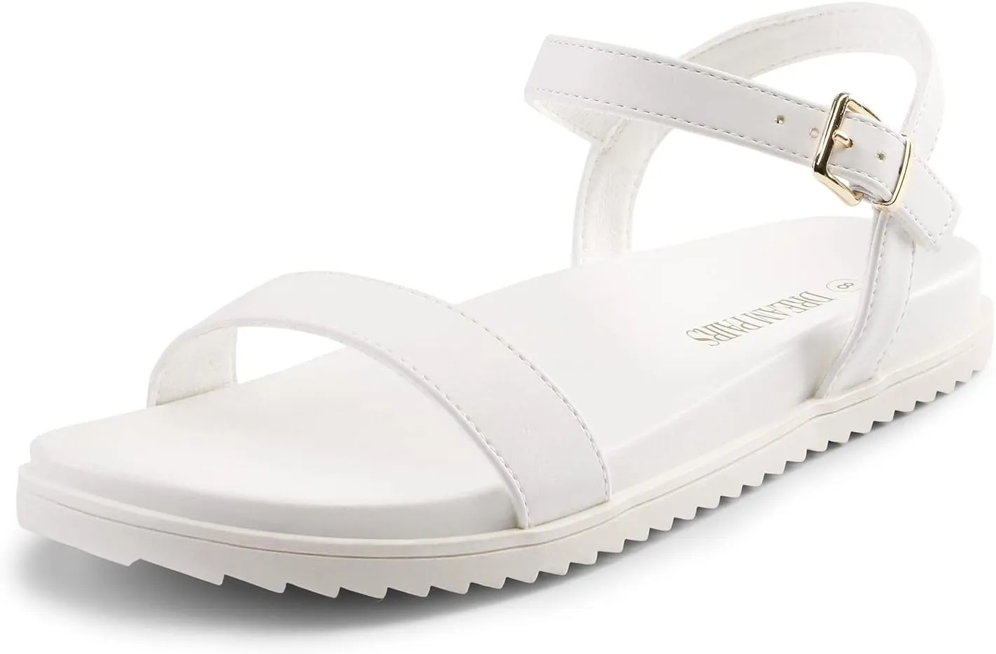 DREAM PAIRS Women's Cute Open Toe One Band Arch Support Comfort Flat Sandals for Summer