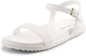 DREAM PAIRS Women's Cute Open Toe One Band Arch Support Comfort Flat Sandals for Summer
