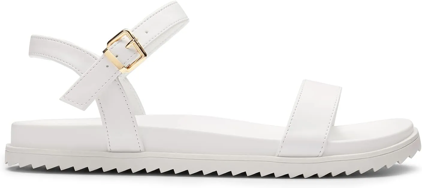 DREAM PAIRS Women's Cute Open Toe One Band Arch Support Comfort Flat Sandals for Summer