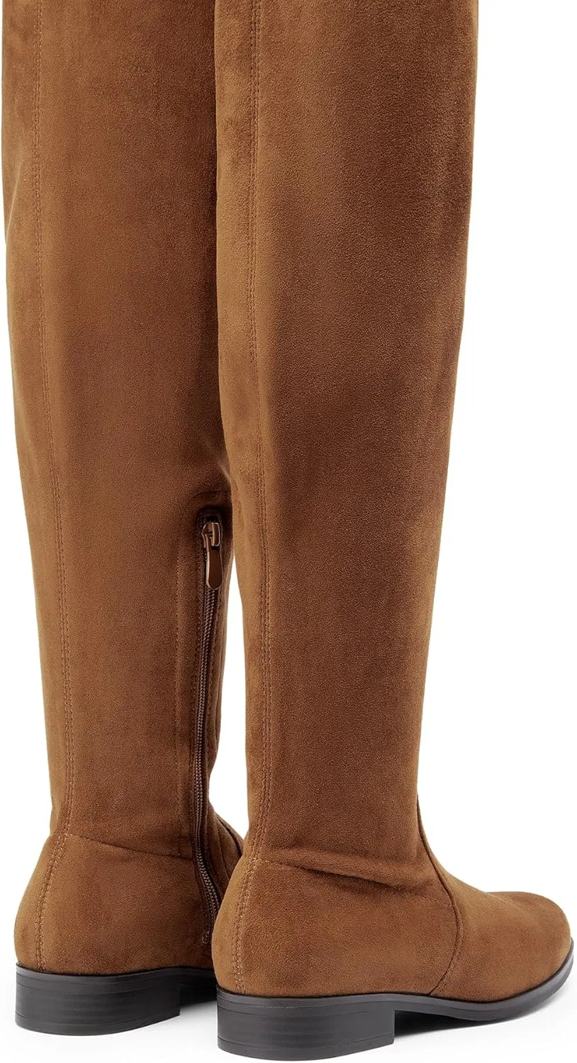DREAM PAIRS Women's Thigh High Boots Low Block Heel Casual Fashion Over the Knee Boots
