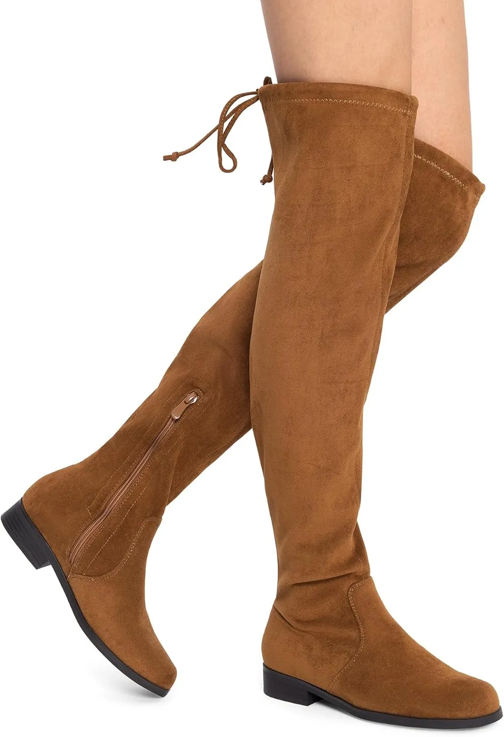 DREAM PAIRS Women's Thigh High Boots Low Block Heel Casual Fashion Over the Knee Boots