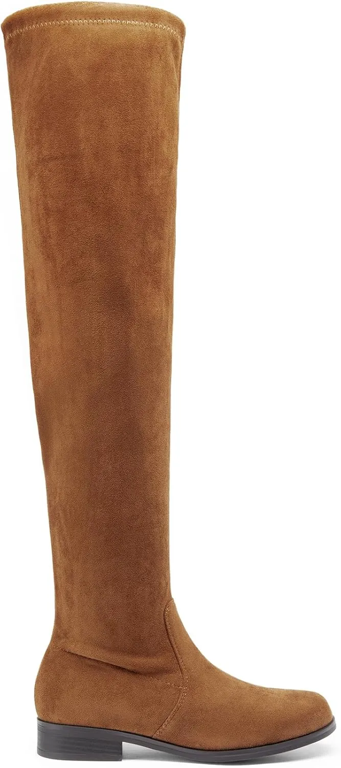 DREAM PAIRS Women's Thigh High Boots Low Block Heel Casual Fashion Over the Knee Boots