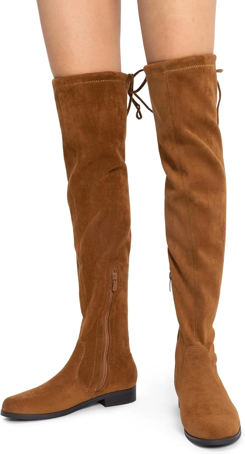 DREAM PAIRS Women's Thigh High Boots Low Block Heel Casual Fashion Over the Knee Boots